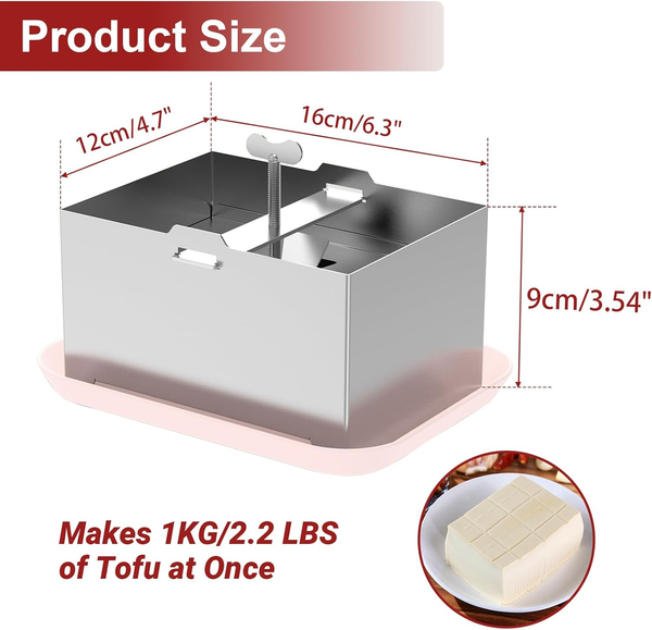 Tofu Press Kit Food Grade Stainless Steel Tofu Maker Pressure Adjustable 16x12x9
