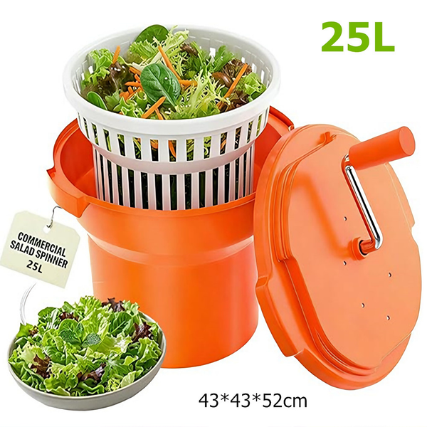 Commercial Vegetable Dehydrator Manual Salad Spinner Fruit Dryer Basket 25L