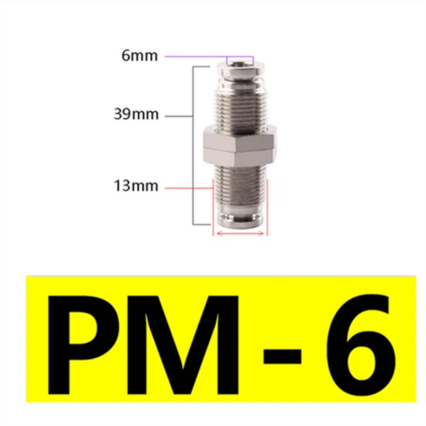 Connectors Fittings PM Air Tube 6mm Push Hose Connector Quick Release Pneumatic