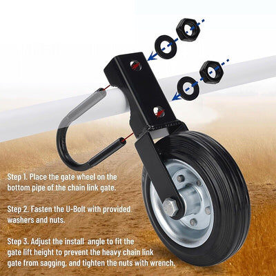 6inch Gate Wheel Supporting with 1-5/8" Thru 2" Gate Frames for Chain Link Fence