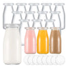 200ML Clear Glass Sauce Bottles 12pcs Milk Jar Reusable Bottle Water Jars W/ Lid
