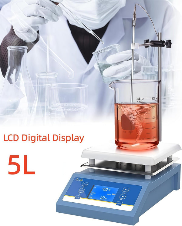 5L Magnetic Stirrer with Heating Stirrer LCD Digital Display Mixer w/Stir Bar AU