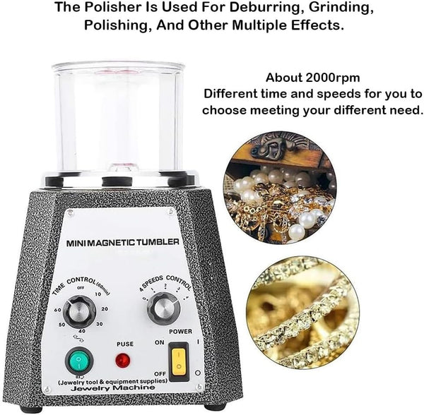 Magnetic Tumbler Surface Polisher Jewelry Finish Machine 2000RPM 4-Speed