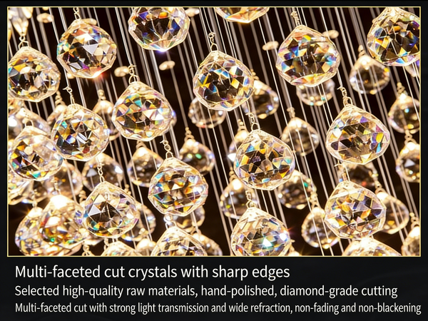 Square Chandelier Lamp Luxury Crystal LED Pendant Light Living Room Easy install