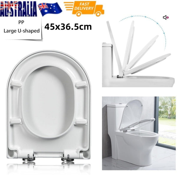 Thick Toilet Seat Soft Close Luxury White Heavy Duty Quick Release U Shape PP