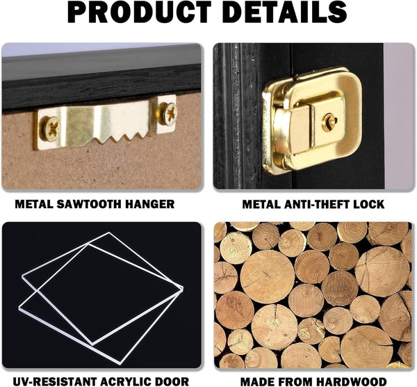 Lockable Trading Card Collector Graded Sports Card Display Frame UV Protection