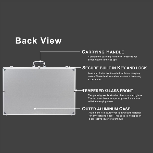 Trading Card Display Case Box Aluminum Glass Clear Locking Coin/Jewelry Storage