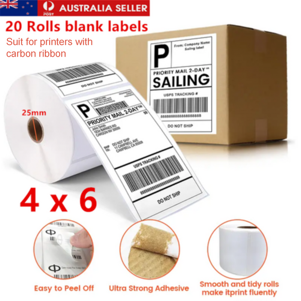 DIRECT THERMAL 4x6 Shipping Label 20Rolls 100x150mm Fastway AUSPOST Label 10000