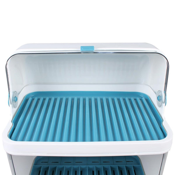 2 Tier Dish Drying Rack with Lid Cover Kitchen Cabinet Organizer for Plates Bowl