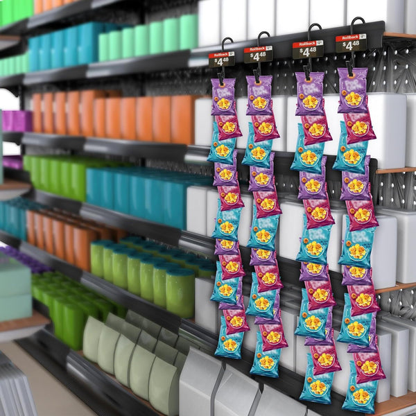 10x Metal Snack Hanging Strips Store Supermarket Shelf Merchandising Clip Strip