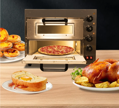 Commercial Pizza Oven Countertop Double Deck Grill Bread Baking Furnace Indoor
