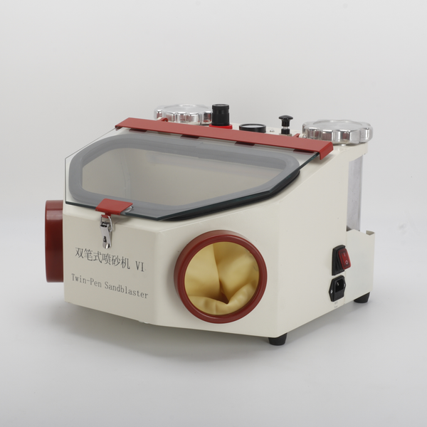 Twin-Pen Sandblaster With Led and Glass Window For Surface Treatment of Material