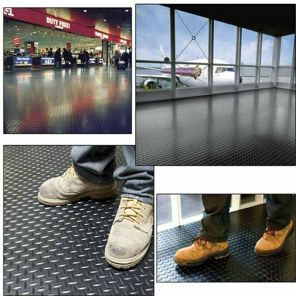 Diamond-Plate Rubber Flooring Roll 3mm Thick Garage Floor Mat 1*5M Anti-Slip
