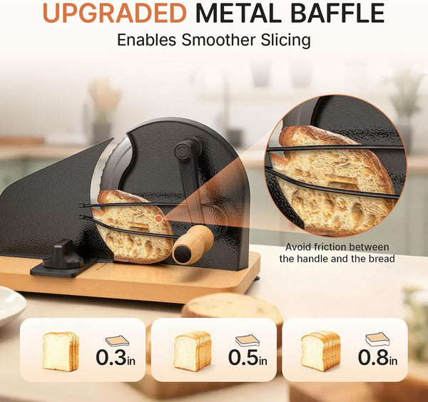 Manual Bread Slicer for Sourdough & Crusty Artisan Breads Adjustable Blade