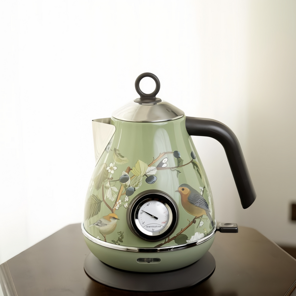1.7L Retro Style Electric Kettle 1850W Fast Water Boiling Auto-Off Thermometer