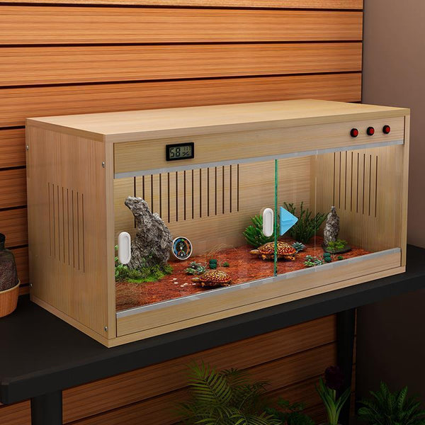 80x40x42cm Wooden Reptile Enclosure Reptile Terrarium Vivarium With Heat & Lamp