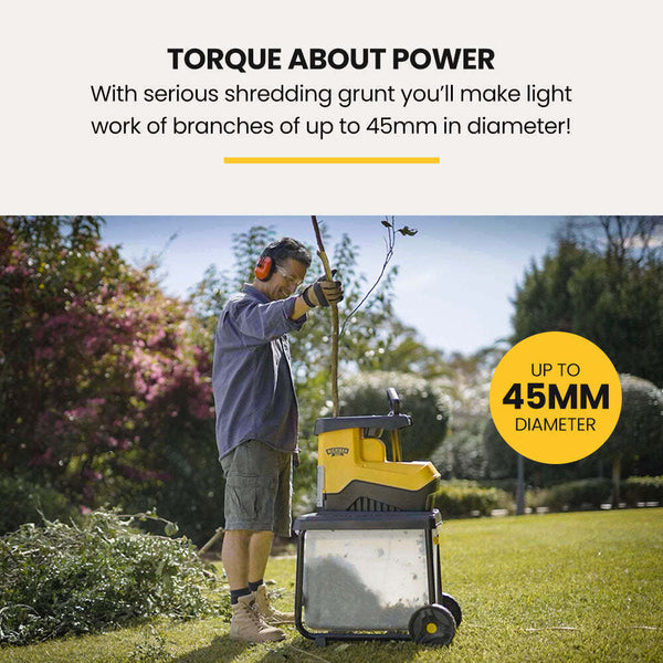2500W Electric Wood Chipper Crushing Impact Shredder Garden Mulcher On Wheels AU