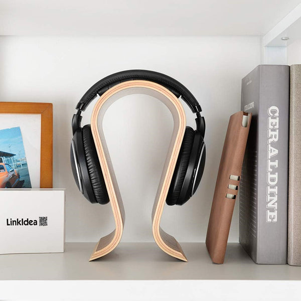 Wood Arch Headphone Stand Holder Hanger Walnut Earphone Headset Display Rack AU