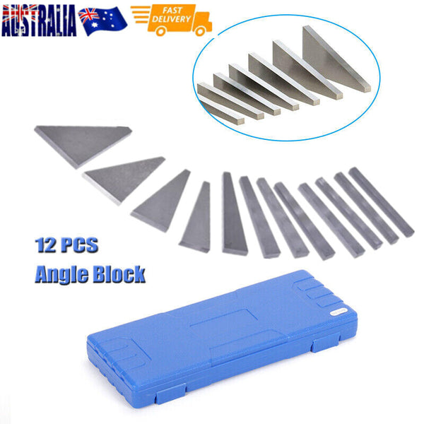12Pcs Angle Gauge Block Set Accuracy Steel Machinist Tool 1/4 to 30 Degree & Box