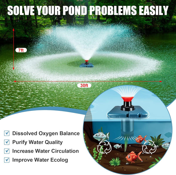 25000GPH Fountain Aerator Pump Stainless Steel Pond Large Water Aerator Floating