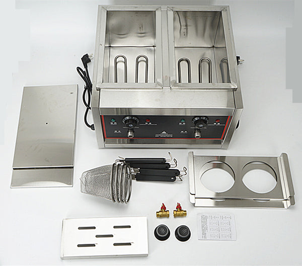 Electric Pasta Cooking Machine 4 Grid Pasta Warmer Noodles Cooker W/ Drain Valve