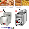 16L /8.2L Commercial LPG Gas Fryer w/Fryer Basket Deep Single Tank Frying Tool
