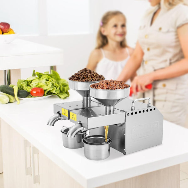 Electric Oil Press Machine 1500W Double Outlets Stainless Steel Oil Expeller AU
