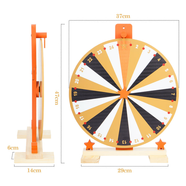 24 Slots Colorful Tabletop Spin Prize Wheel w/ Pen Eraser Roulette Wheel For Pub