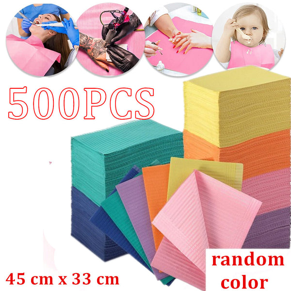 500x Dental Medical Bibs Manicure Tattoo Feeding Clean Disposable Waterproof Pad