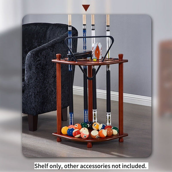 Pool Cue Rack Solid Wood Pool Stick Holder Floor Stand Holds 8 Pool Billiard Cue