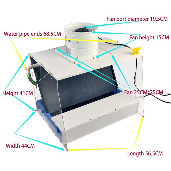 Airbrush Spray Booth with Water Curtain Portable Paint Booth 80w Fan LED Light