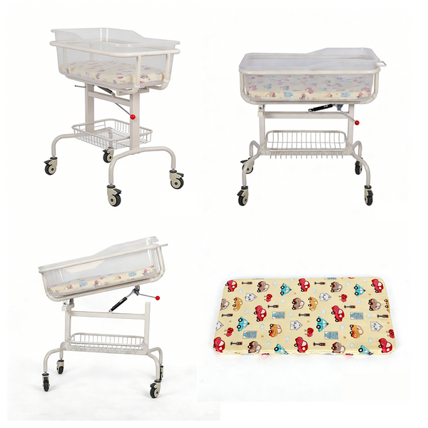 Clear Baby Bassinet Anti-Reflux Hospital Cot Newborn Crib w/ Wheels & Storage