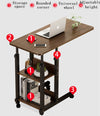 Overbed Bedside Table with Rolling Wheels Adjustable Laptop Desk Home Bed Tray