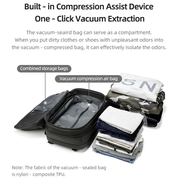 Vacuum Seal Travel Backpack 60L Exapandable Air Compression Built-in Pump