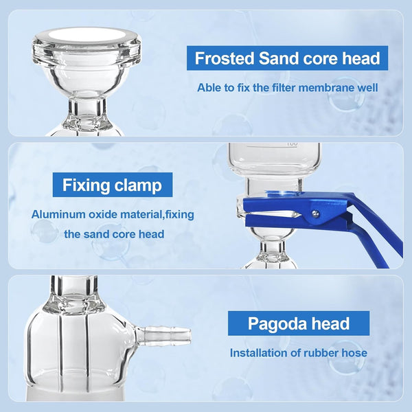 Lab Vacuum Filtration Distillation Apparatus 1000ML Filtering Flask 300ml Funnel