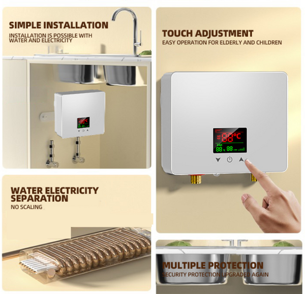 Electric Tankless Water Heater 5500W Instant Hot Water Heater Compact Under Sink