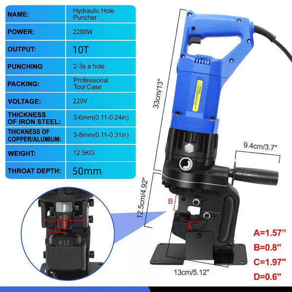 10T Electric Hydraulic Hole Puncher Metal for Angle Iron Aluminum Copper Plate