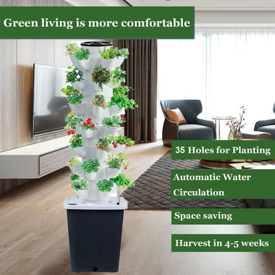 35 Plant Hydroponic Growing System Vertical Hydroponics Farming Tower 10L Tank