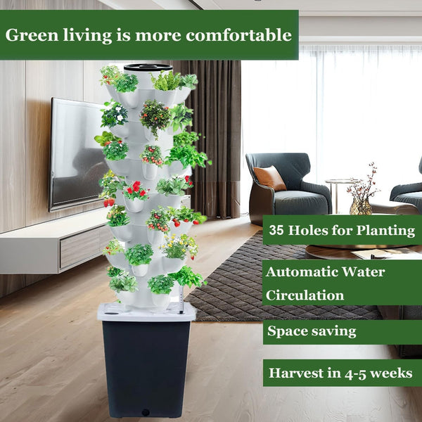35 Plant Hydroponic Growing System Vertical Hydroponics Farming Tower 10L Tank