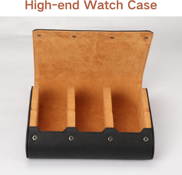 6 Slots Watch Case - Luxury Watch Roll 6 Slots Travel Box Recycled Leather Case
