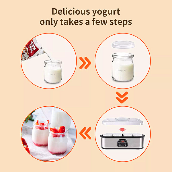 8/12 Glass Jars Probiotic Yogurt Maker Time & Temp Control Automatic Digital