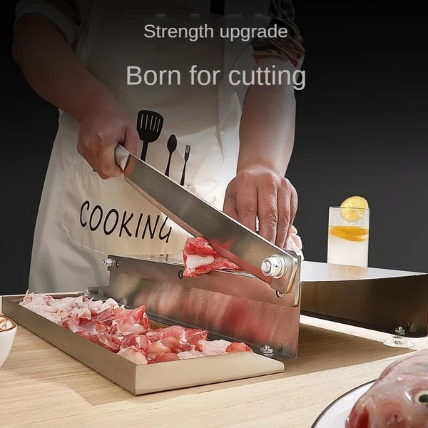 Bone Cutter Frozen Meat Slicer Manual Ribs Chicken Fish Chopper with Food Tray