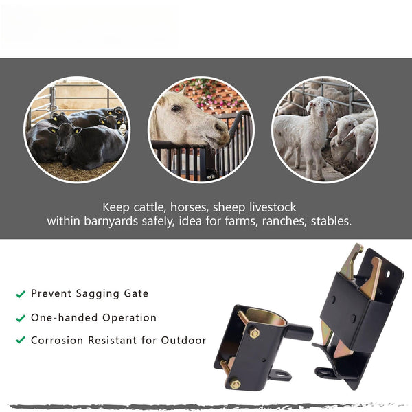 2 Way Farm Gate Latch Lockable Anti-Sag Livestock Gate Hardware For Ranches