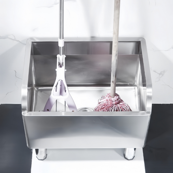 Commercial Mop Sink Stainless Steel Utility Sink Floor Mounted 45*41*55cm w/Leg