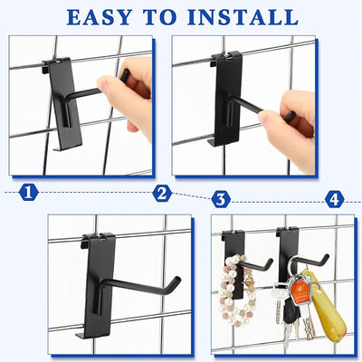 12pcs 4 Inch Gridwall Hooks Display Hanging Hook for Grid Wall Panel Storage