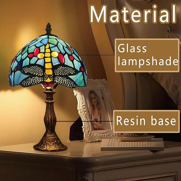 Retro Baroque LED Table Lamps Stained Glass Desk Lights Bedroom Reading Decor