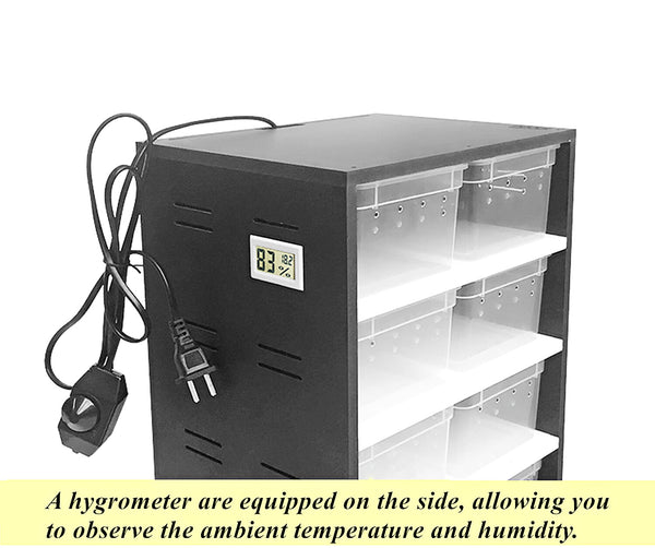 8 Grid Reptile Breeding Cabinet w/ 25W Heating Pad Hygrometer for Small Reptiles