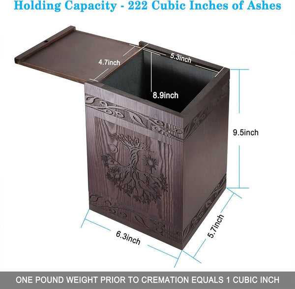 Cremation Urns for Human Ashes Adult Male Female Wooden Tree of Life Urns Box
