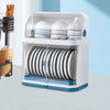 2 Tier Dish Drying Rack with Lid Cover Kitchen Cabinet Organizer for Plates Bowl