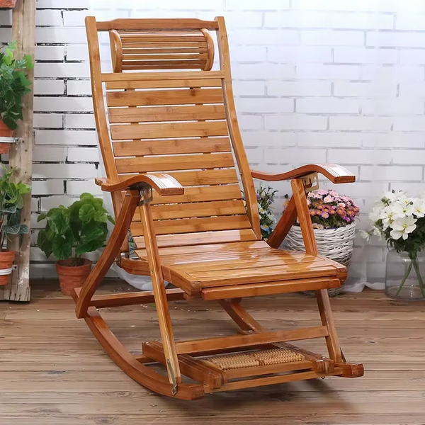 Leisure Rocking Chair Backrest Folding Bed Elderly Relax Armchair Foot Massage